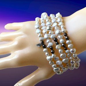 Silpada Goddess Bracelet Freshwater Pearl Sterling Silver Stretch Lot of 5